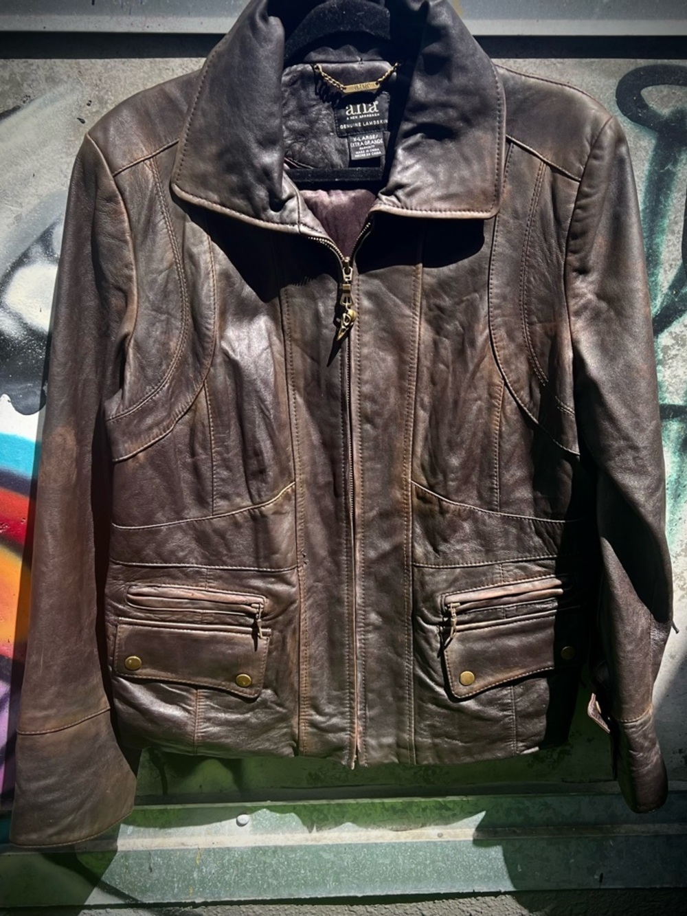 Vintage Lamb Leather Bomber Jacket Anorak Large-XL